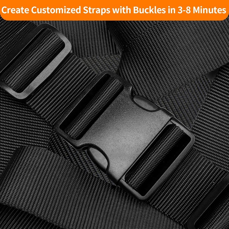 BEYOURD 2" Heavy-Duty Buckle & Straps Set: 6-Pack Side Release Plastic Buckles, 6 Yards of Thick Nylon Webbing, 12 Tri-Glide Slide Clips, No Sewing Required (2 Inch Combo Set) - Image 2